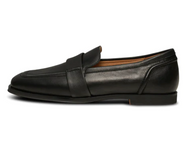Black Leather Saddle Loafer