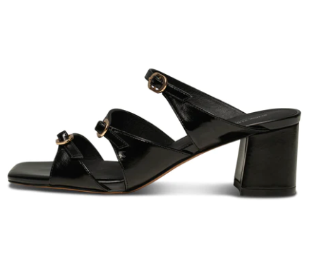 Black Leather Heel Sandal