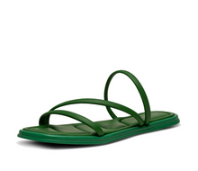 Load image into Gallery viewer, Side view of green strappy sandal