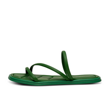 Load image into Gallery viewer, Green Flat Sandal with three leather straps