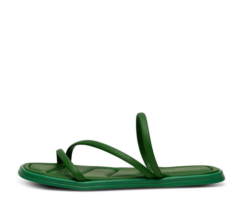 Green Flat Sandal with three leather straps