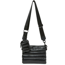 Load image into Gallery viewer, Black quilted crossbody bag