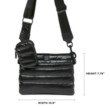 Load image into Gallery viewer, Black quilted crossbody bag