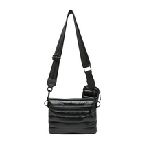 Load image into Gallery viewer, Black quilted crossbody bag