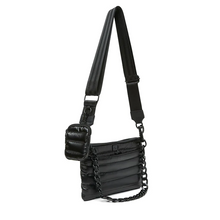 Load image into Gallery viewer, Black quilted crossbody bag