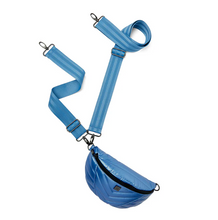Load image into Gallery viewer, Blue Bag with two straps, one for a crossbody &amp; one for a bum bag