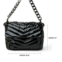 Load image into Gallery viewer, Black patent quilted handbag