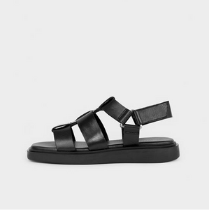 black flat fisherman sandals