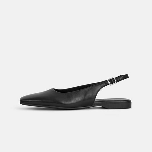 Black buckle slingback flat shoe