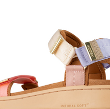Load image into Gallery viewer, close up of straps with fish leather and gold detailing