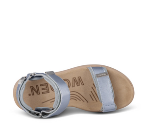 top view of blue metallic velcro straps