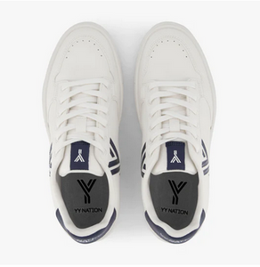 White Sneakers with Navy Details