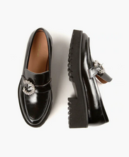 Load image into Gallery viewer, LADY BLING Black Leather Loafers