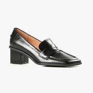 Black Leather Loafer Heel