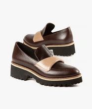 Load image into Gallery viewer, Brown loafers with a black lug sole
