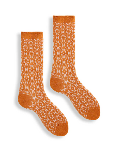 ASTER FLOWER Wool Cashmere Crew Sock Squash