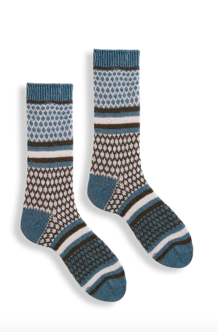 blue and white striped socks