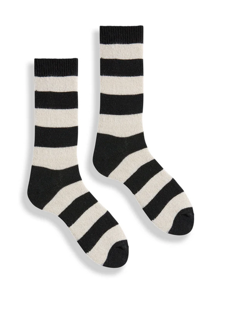 black and white striped socks