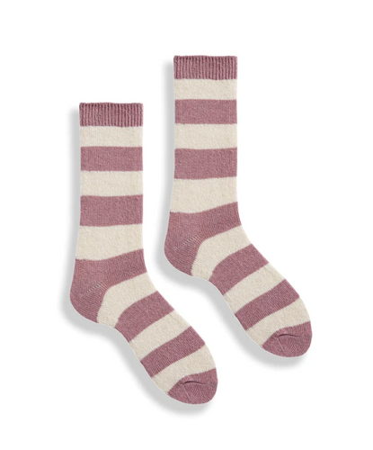 pink and white striped socks