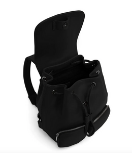 Black vegan leather backpack