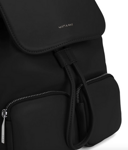 Black vegan leather backpack