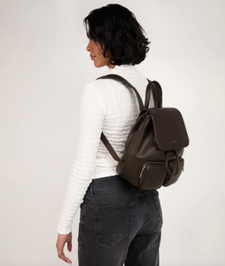 Black vegan leather backpack