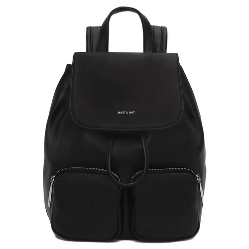 Black vegan leather backpack