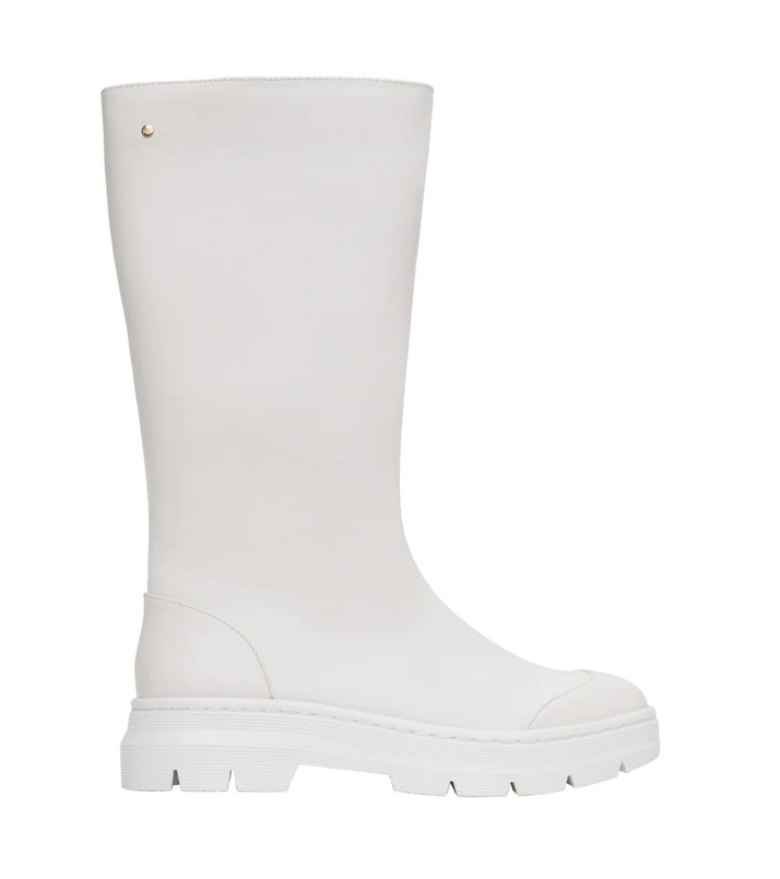 White tall vegan leather boot