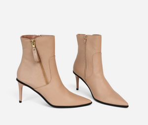 Beige Vegan Heeled Boots