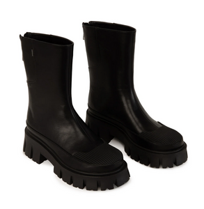 Chunky sole black mid calf chelsea boots