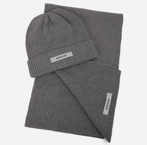 grey hat and scarf set