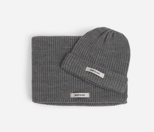 grey hat and scarf set