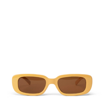 Load image into Gallery viewer, yellow rectangle sunglasses with brown lenses