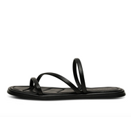 black strappy flat sandal side view