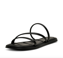 Load image into Gallery viewer, black strappy flat sandal 