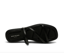 Load image into Gallery viewer, top view of black strappy sandal