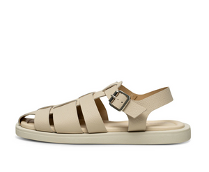 off white flat fisherman sandal side view