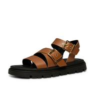 brown strappy sandal with black sole