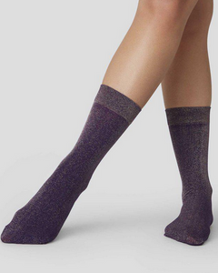 purple shimmery ankle socks