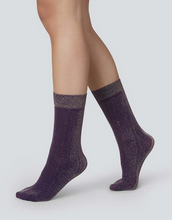 Load image into Gallery viewer, INES Shimmery Socks Plum