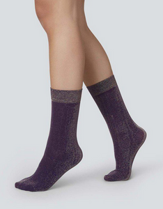 purple shimmery ankle socks