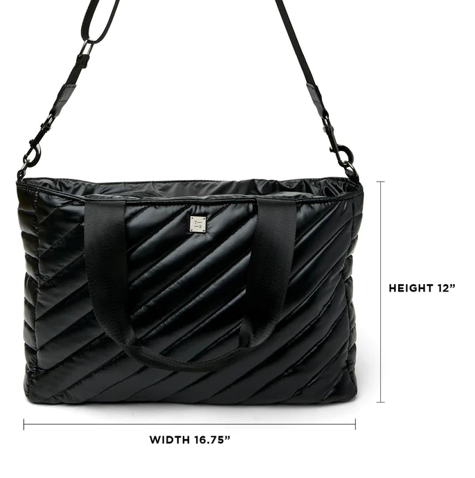 BIBA TOTE Black Carry-All, Black Quilted Nylon Carry All Bag