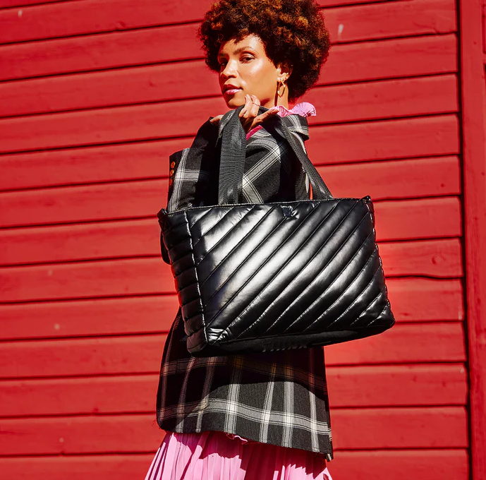 BIBA TOTE Black Carry All Black Quilted Nylon Carry All Bag