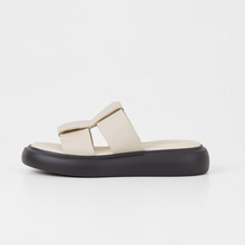 Load image into Gallery viewer, Off white leather strappy slide sandal