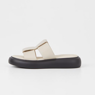 Off white leather strappy slide sandal