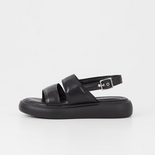 Load image into Gallery viewer, Black Flat Sandal with Two Straps