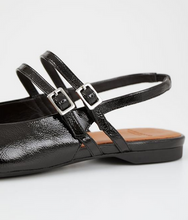 Load image into Gallery viewer, HERMINE Black Patent Slingback Flats