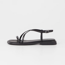 Load image into Gallery viewer, black strappy flat sandal