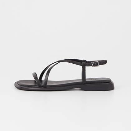 black strappy flat sandal