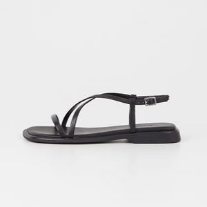 black strappy flat sandal